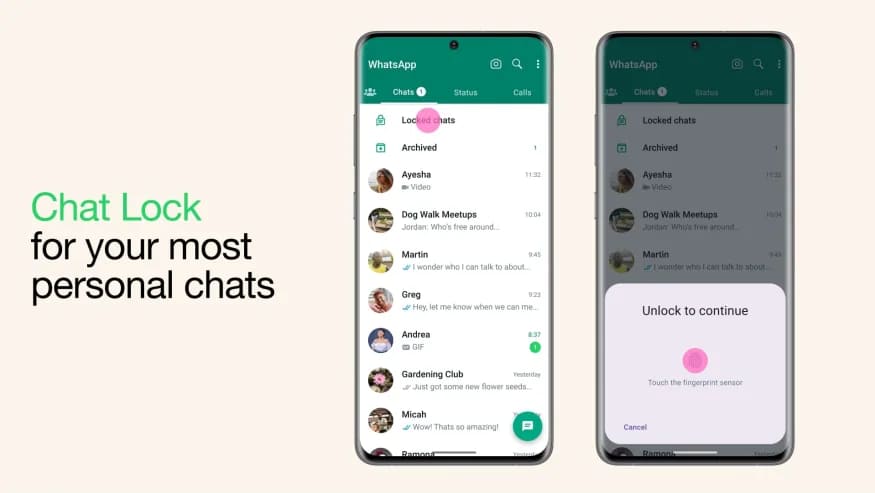 nueva funcion chat lock de whatsapp
