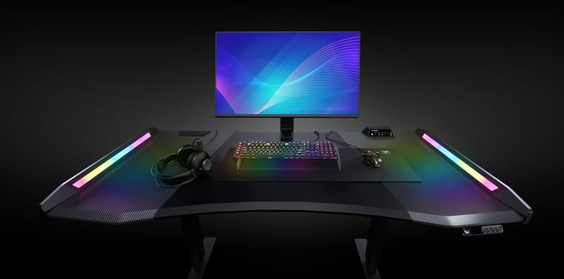 Thermaltake ToughDesk 500L RGB Battlestation: Mesa gaming ajustable en  altura y con iluminación RGB
