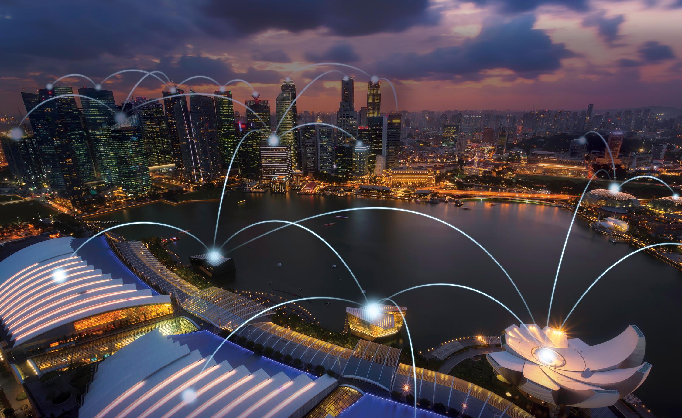 Luzes em Singapura indicam a cidade inteligente